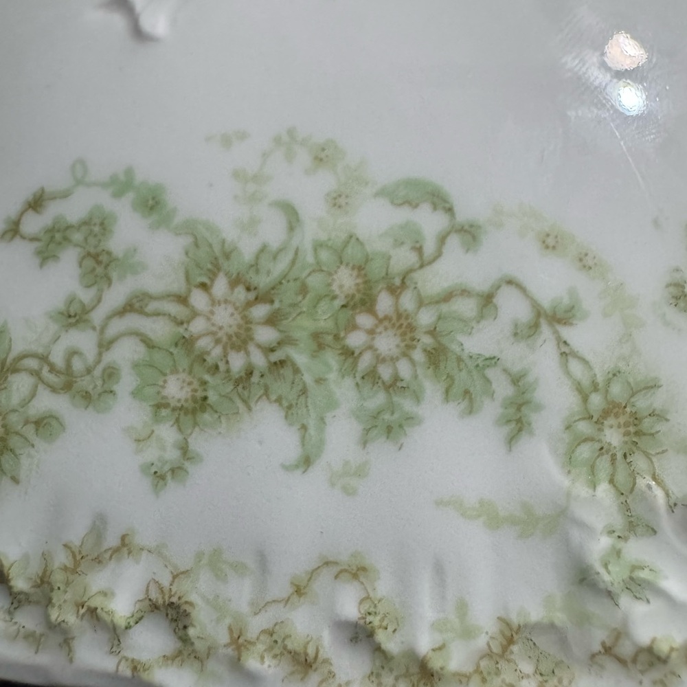 Vintage Elite Works Limoges France Covered Dish Vegetable Serving Green Floral - Picture 14 of 15